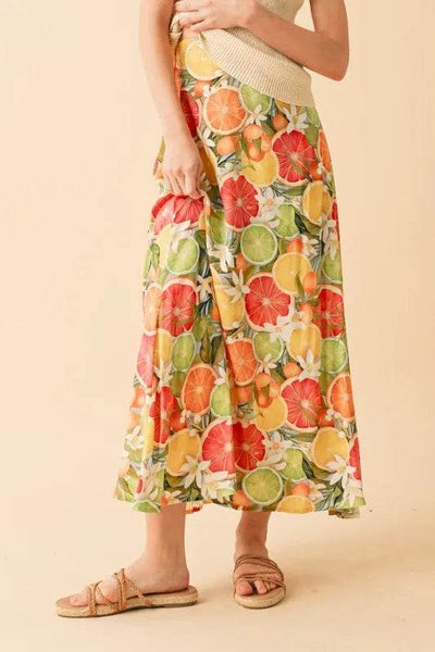 Aemi + Co Fruit Print Maxi Skirt - Ebony's Shopping