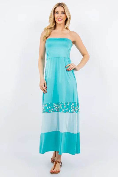 Celeste Full Size Color Block Tube Maxi Dress Plus Size - Ebony's Shopping