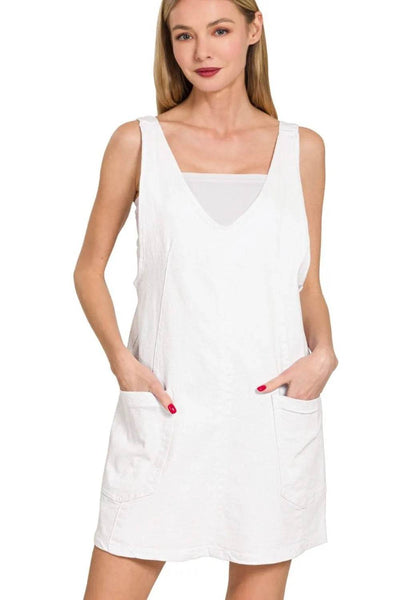 Zenana Washed Adjustable Strap Denim Overall Dress - Ebony's Shopping