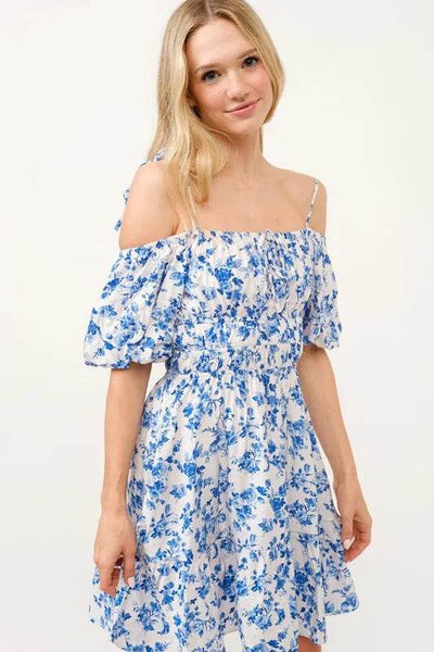 And The Why Off Shoulder Bubble Sleeve Dress - Ebony's Shopping
