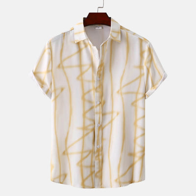 Men's Plus Size Abstract Lines Print Short Sleeve Summer Casual Shirt - Ebony's Shopping