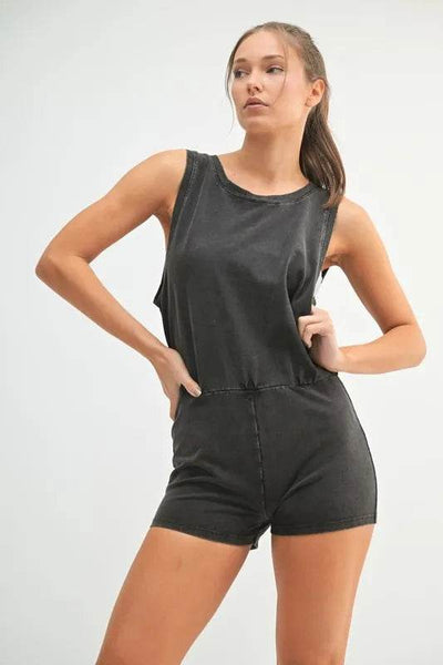 MONO B Mineral Wash Vintage Romper - Ebony's Shopping