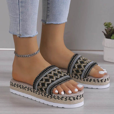 Open Toe Platform Sandals - Ebony's Shopping
