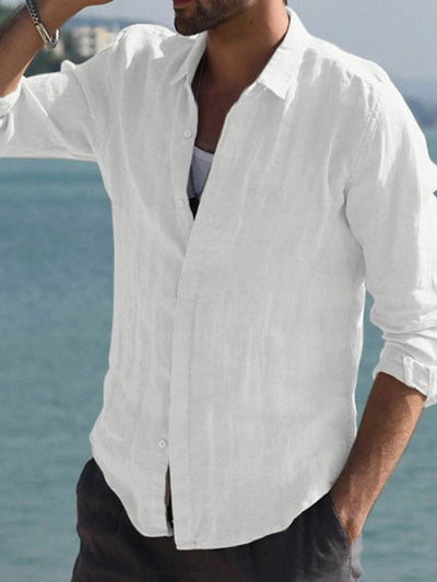 Men's Full Size Casual Linen Long Sleeve Shirt Plus Size - Ebony's Shopping