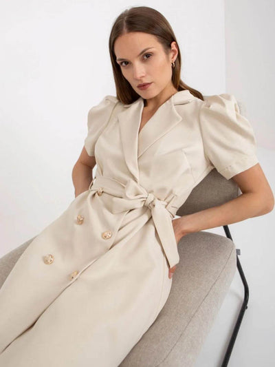 Tie Waist Short Sleeve Blazer Dress - Ebony's Shopping