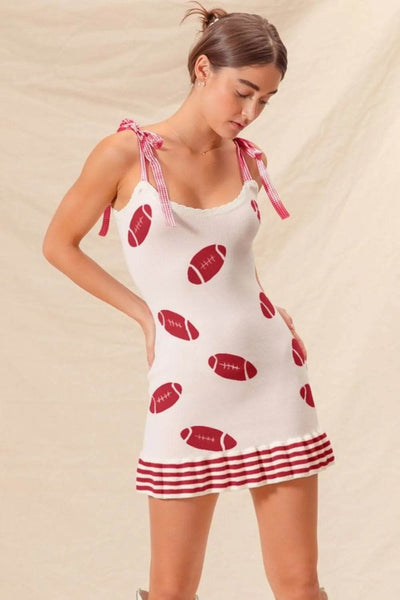 SO ME Gameday Football Knitted Mini Dress - Ebony's Shopping