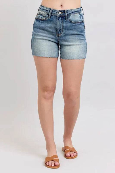 Judy Blue Full Size High Waist Star Seam Detail Denim Shorts Plus Size - Ebony's Shopping