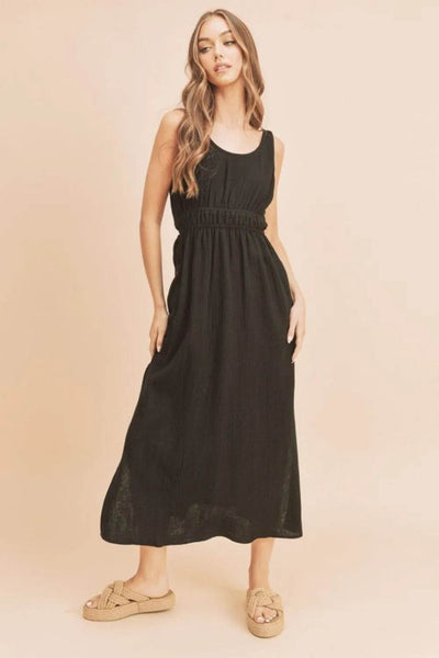 Aemi + Co Side Slit Round Neck Sleeveless Tank Dress - Ebony's Shopping