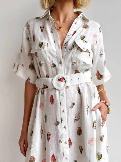 Printed Button Up Maxi Shirt Dress - Ebony's Shopping
