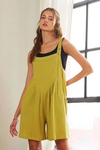 ADORA Wide Leg Overall Romper - Ebony's Shopping