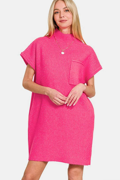 Zenana Short Sleeve Sweater Mini Dress - Ebony's Shopping