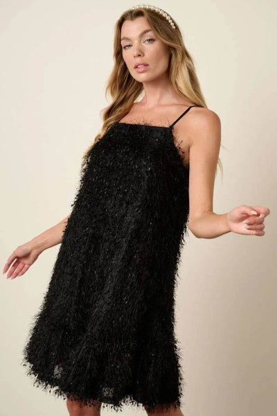 Mittoshop Feather Ruffle Hem Mini Cami Dress - Ebony's Shopping