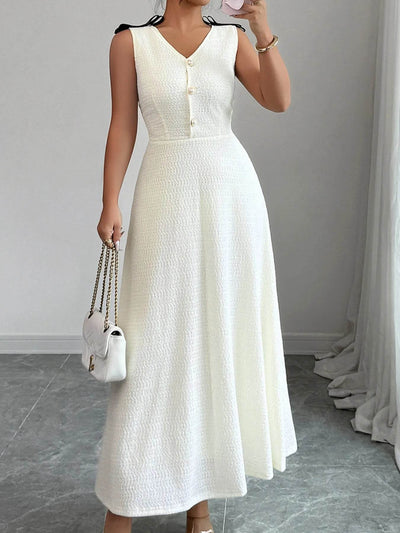 Buttoned Sleeveless Maxi Tank Dress - Ebony's Shopping