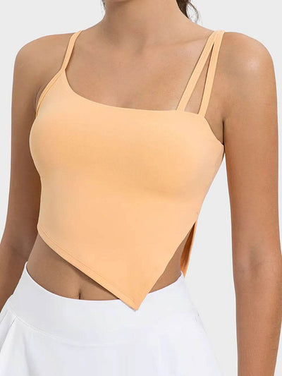 Millennia Slit Asymmetrical Neck Active Cami - Ebony's Shopping