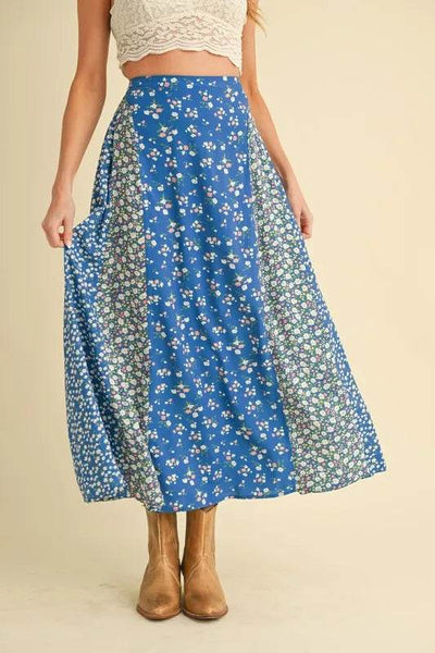 Aemi + Co Floral Elastic Waist Maxi Skirt - Ebony's Shopping