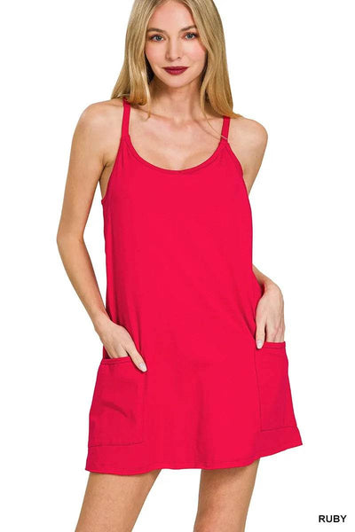 Zenana Cami Mini Dress with Built-in Romper Liner - Ebony's Shopping