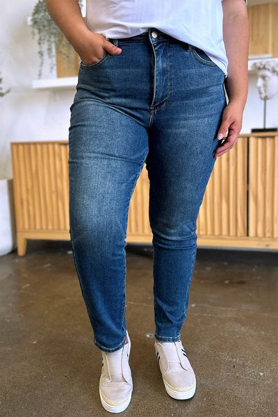 Judy Blue Full Size Tummy Control High Waist Slim Jeans - Ebony's Shopping