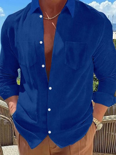 Men's Full Size Button Down Long Sleeve Casual Shirt Plus Size - Ebony's Shopping