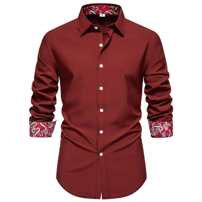 Men's Casual Button-Down Shirt with Cuff Detail - Ebony's Shopping