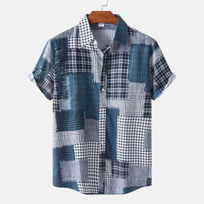 Men's Plus Size Plaid Short Sleeve Button-Up Shirt - Ebony's Shopping