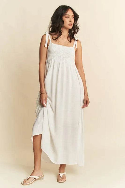 Davi & Dani Smocked Sleeveless Maxi Cami Dress - Ebony's Shopping