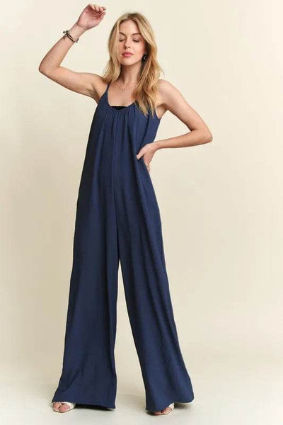 ADORA Wide Leg Casual Cami Jumpsuit - Ebony's Shopping