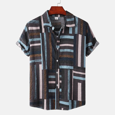 Men's Plus Size Short Sleeve Button-Down Casual Shirt - Ebony's Shopping
