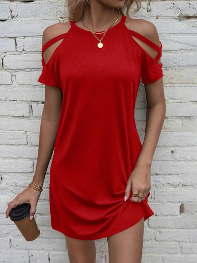 Cold Shoulder Mini Dress - Ebony's Shopping