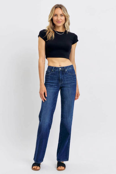 Judy Blue Full Size Tummy Control Straight Jeans Plus Size - Ebony's Shopping