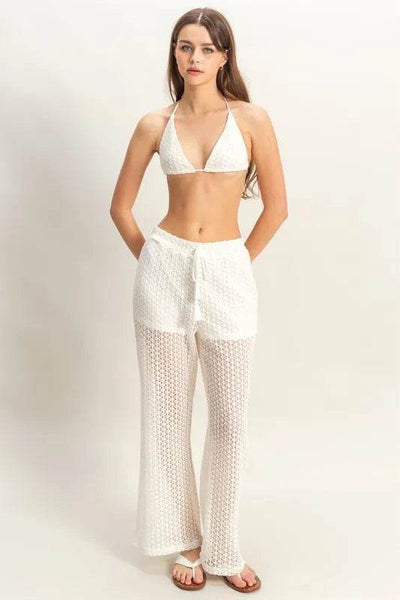 HYFVE Crochet Bra and Drawstring Pants Set - Ebony's Shopping