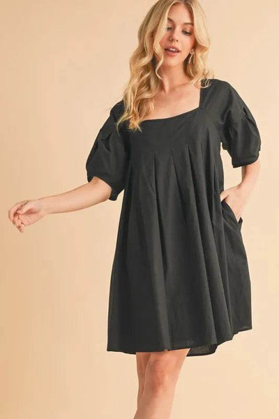 Aemi + Co Square Neck Babydoll Dress with Pockets - Ebony's Shopping