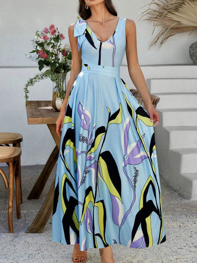 Devine Printed Sleeveless Maxi Dress - Ebony's Shopping