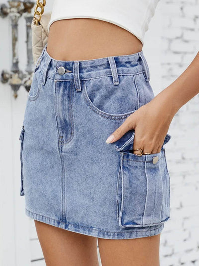 Cargo Denim Skirt - Ebony's Shopping