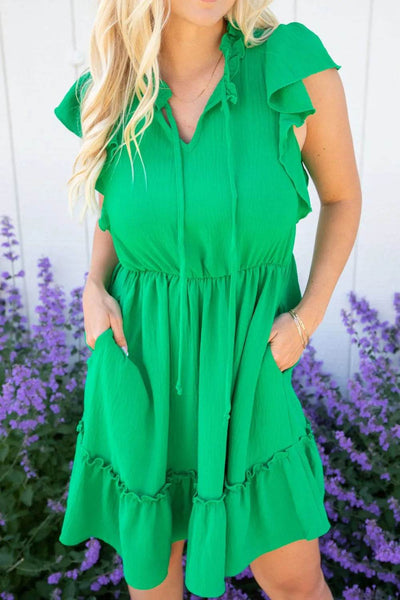 Ruffled Sleeveless Mini Dress - Ebony's Shopping