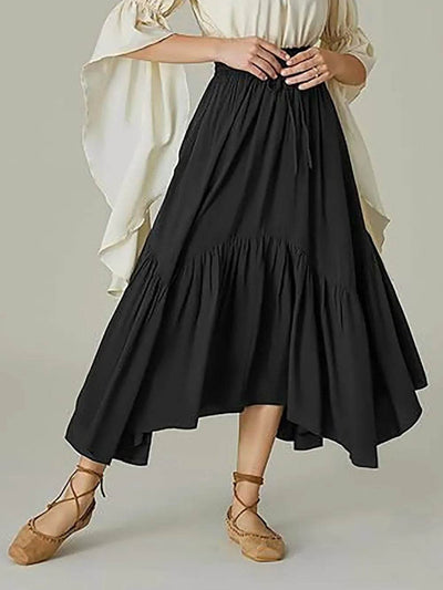 Smocked Waist Band Ruched Layered Skirt - Ebony's Shopping