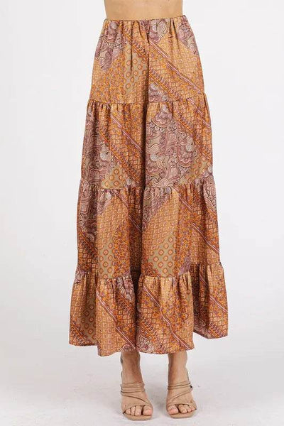 Mittoshop Paisley Patchwork Print Satin Maxi Skirt - Ebony's Shopping