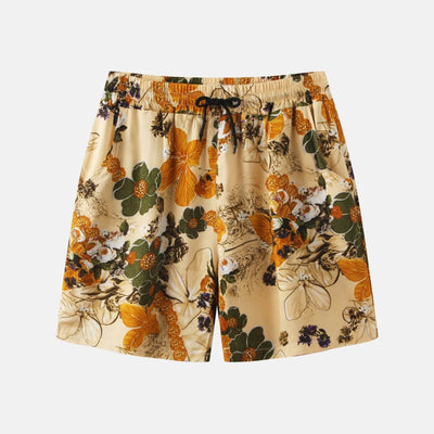 Men's Plus Size Floral Print Elastic Waist Casual Shorts - Ebony's Shopping