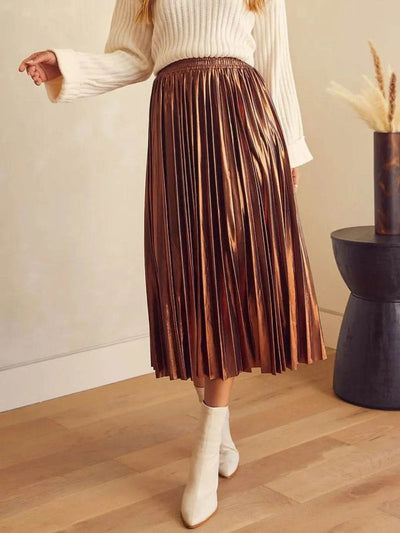 Pleated Midi Skirt - Ebony's Shopping