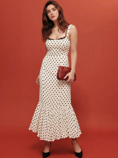 Polka Dot Sweetheart Neckline Maxi Dress - Ebony's Shopping