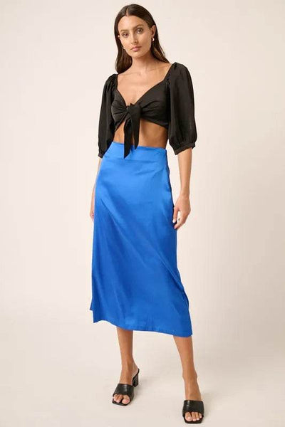 Mittoshop Side Slit Satin Midi Skirt - Ebony's Shopping