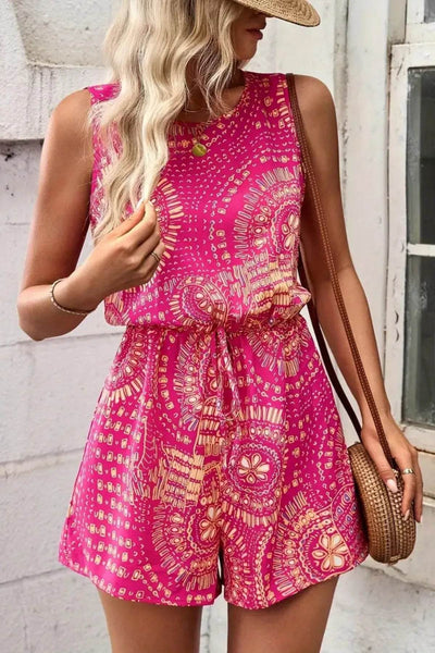 Boho Floral Print Sleeveless Summer Romper - Ebony's Shopping