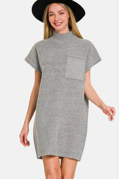 Zenana Short Sleeve Sweater Mini Dress - Ebony's Shopping