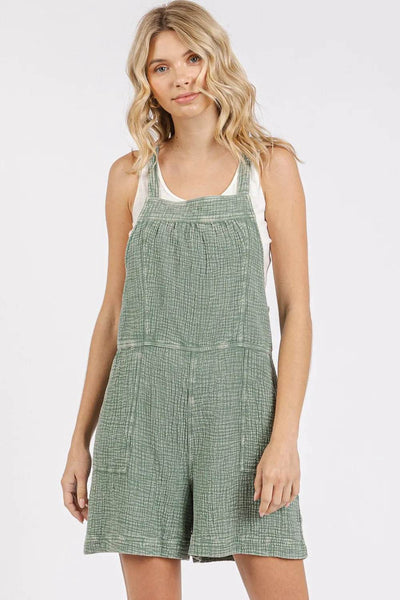 Mittoshop Textured Knotted Wide Strap Overalls - Ebony's Shopping