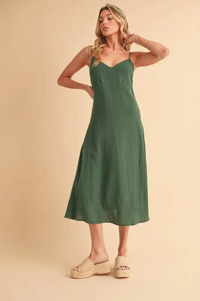 Aemi+Co Side Button Midi Cami Dress - Ebony's Shopping