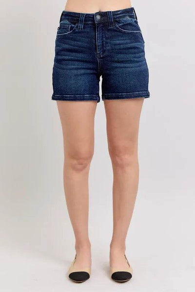 Judy Blue Full Size High Waist Back Flap Pocket Denim Shorts Plus Size - Ebony's Shopping