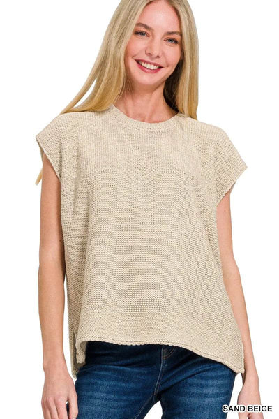 Zenana Oversized Crew Neck Sweater Vest - Ebony's Shopping