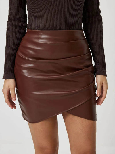 Ruched Asymmetrical Hem Skirt - Ebony's Shopping