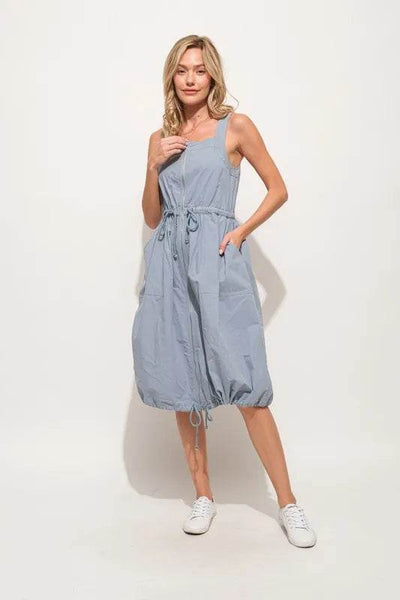 And The Why Front Zipper Overall Dress with String Details - Ebony's Shopping