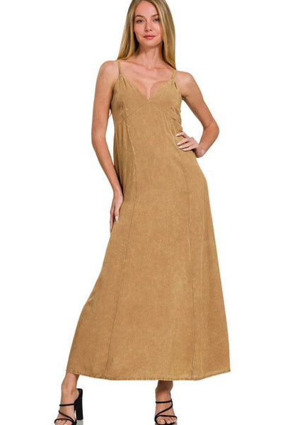 Zenana Mineral Washed Rayon Challis Cami Dress - Ebony's Shopping