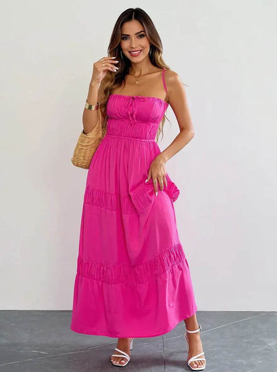 Tie Back Tiered Maxi Cami Dress - Ebony's Shopping